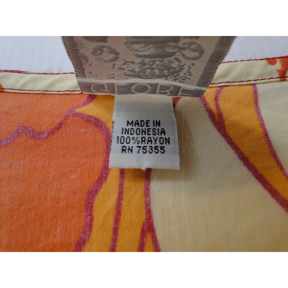 Globe Trotter Bali Top Skirt Set XL L Orange Beaded Snap Ruffle Rayon 2pc Boho - Picture 12 of 13